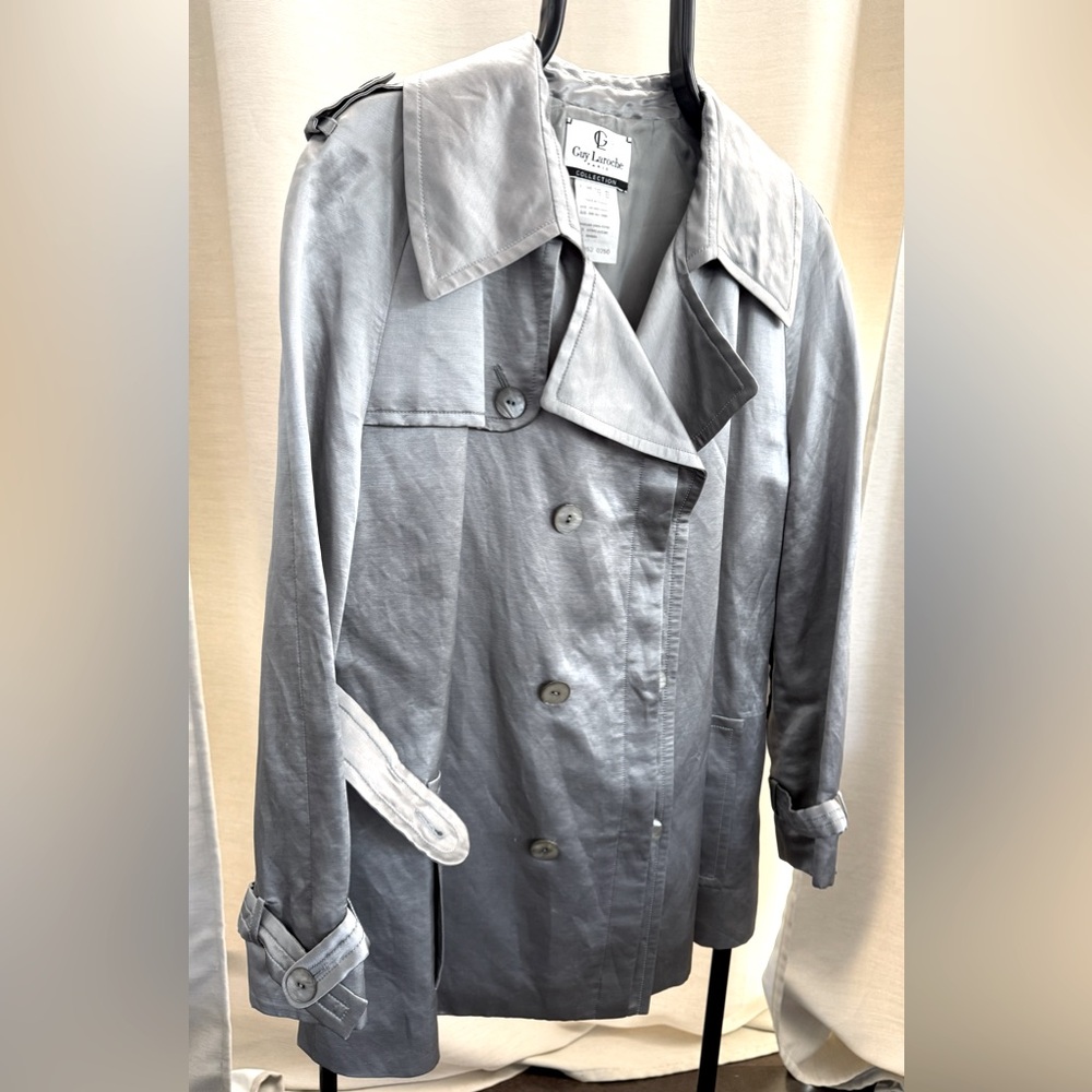 Silver Double-Breasted satin skirt suit